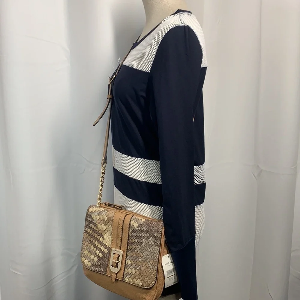 Nine West Gleam Team Faux Snakeskin Crossbody Bag - Tan/Grey/Cream, 60424769-4XE